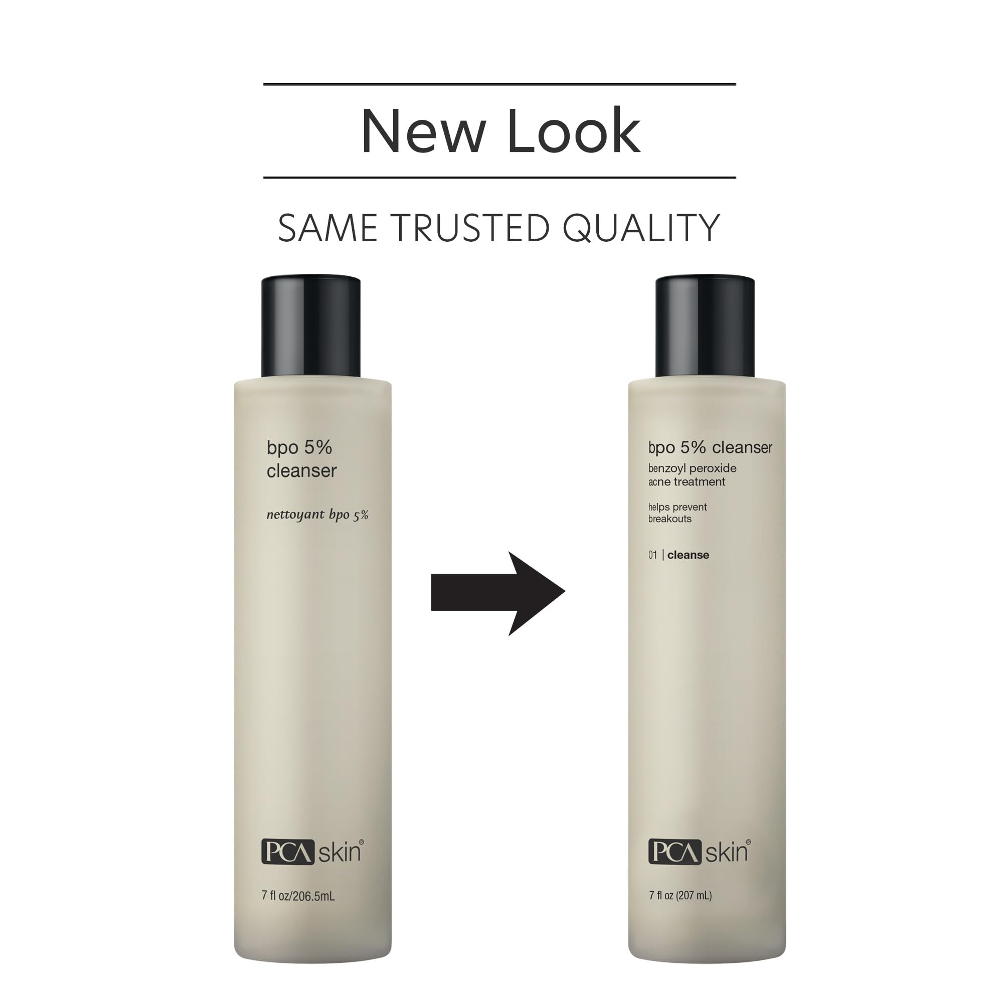 PCA SKIN benzoyl peroxide face wash closeup bottle highlights clarifying action for acne-prone skin.