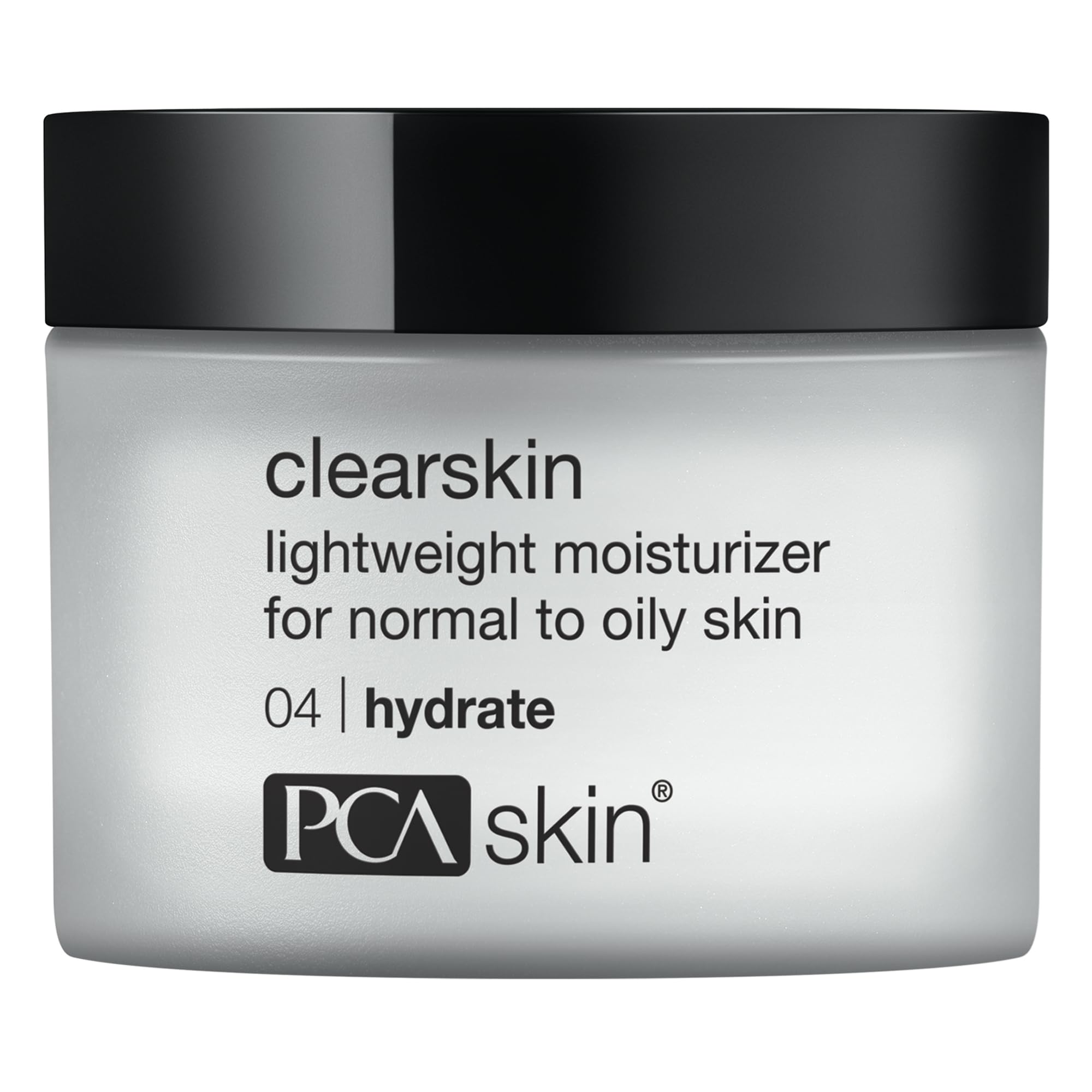 PCA SKIN Clearskin lightweight moisturizer jar shows quick-absorbing hydration for oily skin.