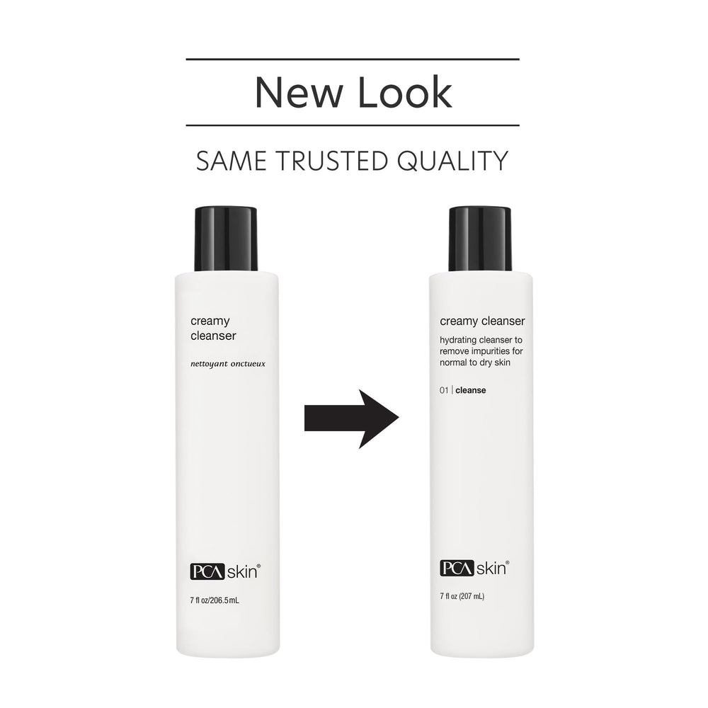 PCA SKIN Creamy Moisturizing Face Cleanser lather on damp skin shows makeup removal.