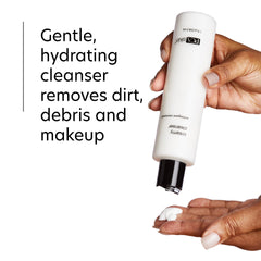 PCA SKIN Creamy Moisturizing Face Cleanser bottle with Aloe Vera highlights soothing hydration.