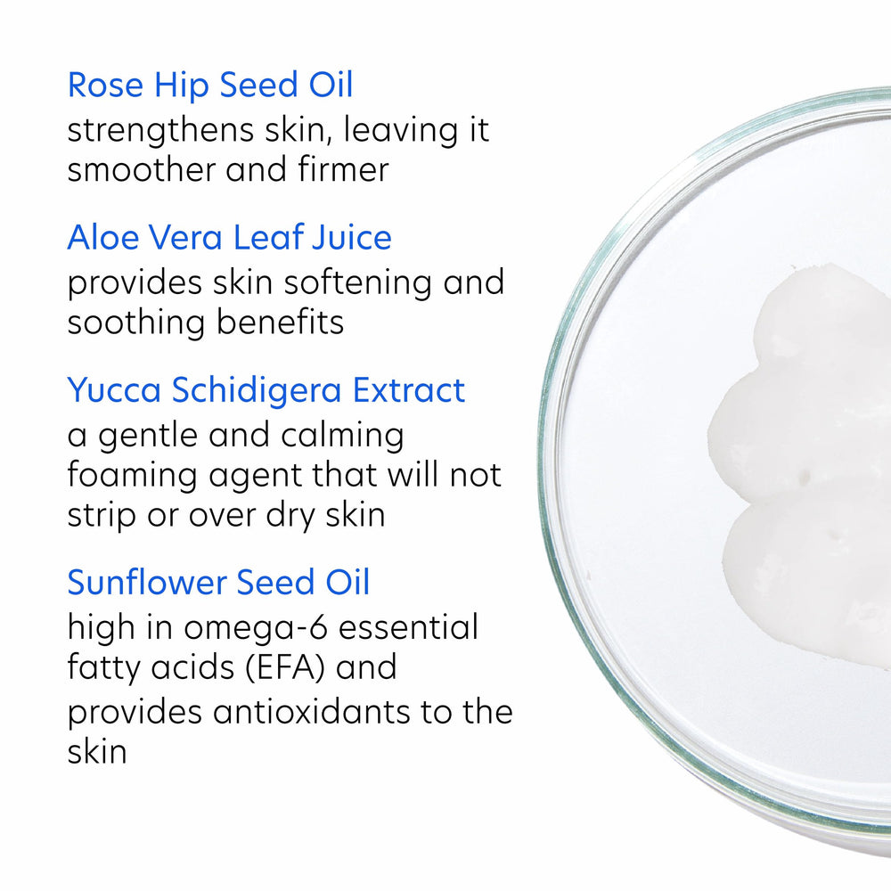 PCA SKIN Creamy Moisturizing Face Cleanser with Rose Hip Seed Oil supports skin resilience.