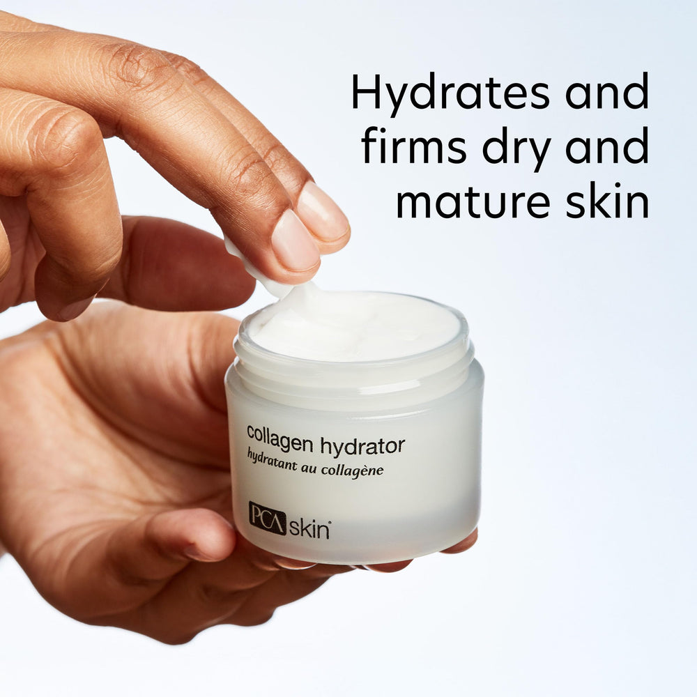 PCA SKIN hydrating cream texture close-up reveals lightweight, fast-absorbing formula.