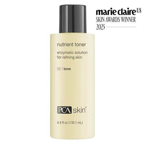 PCA SKIN Nutrient Face Toner on a cotton pad for gentle pore cleaning.