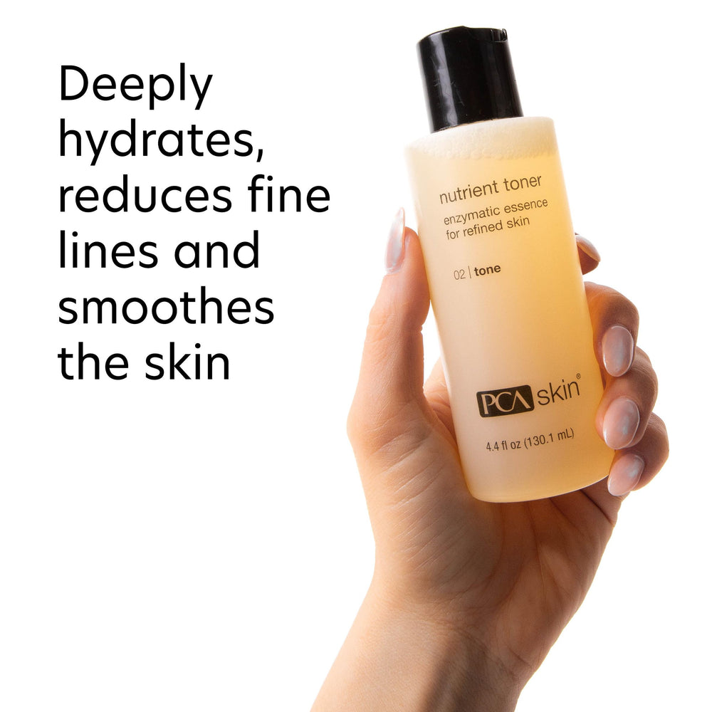 PCA SKIN Nutrient Face Toner liquid close-up ready to refresh skin.