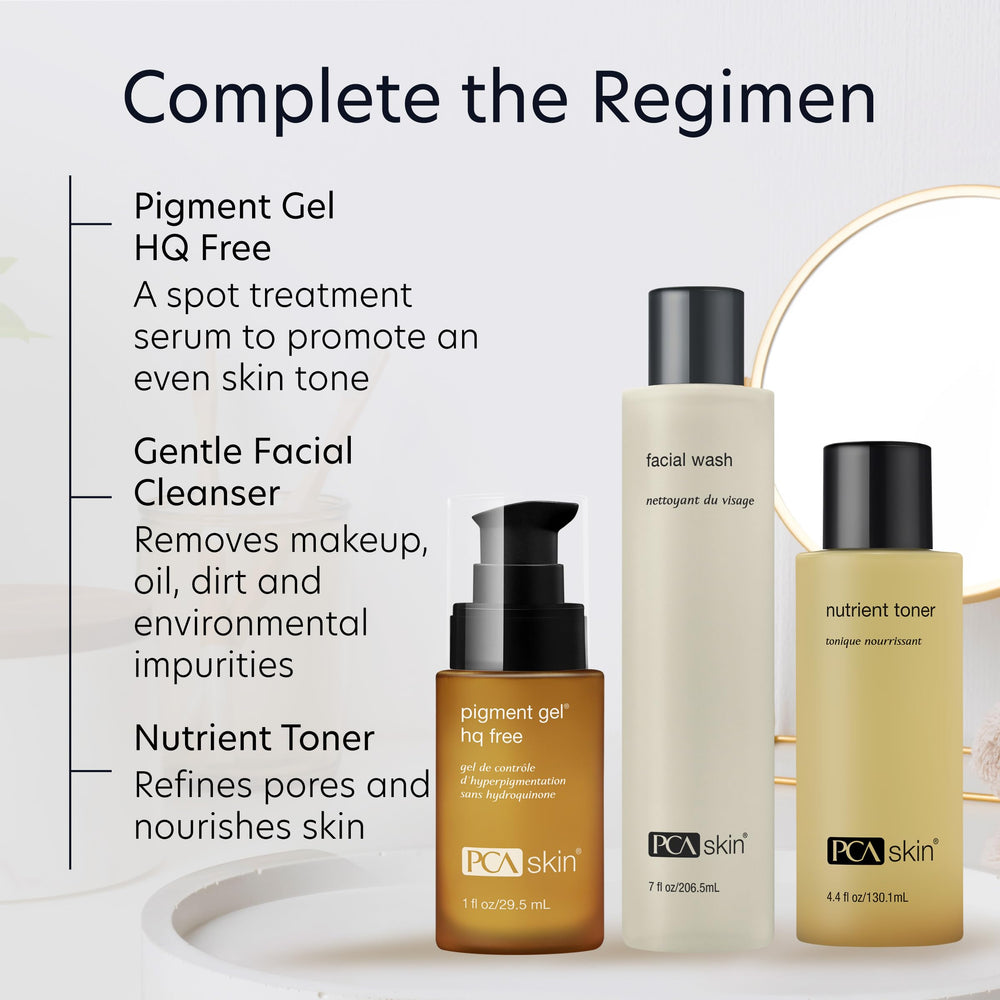PCA SKIN Pigment Gel packaging showing hydroquinone-free formula