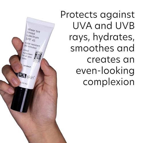 PCA SKIN Sheer Tinted Sunscreen tinted swatches demonstrate universal shade compatibility.