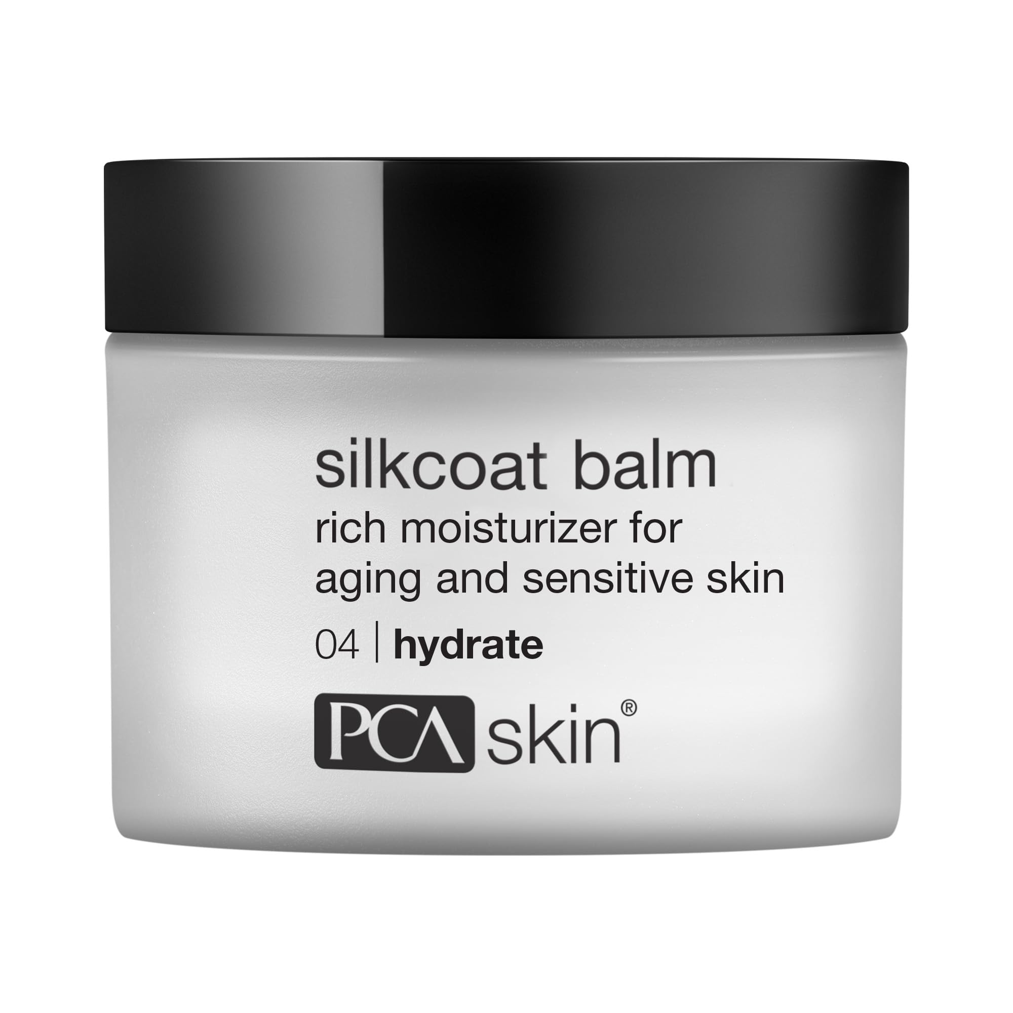 PCA SKIN Silkcoat Face Cream Balm jar close-up shows deep hydration for dry skin.