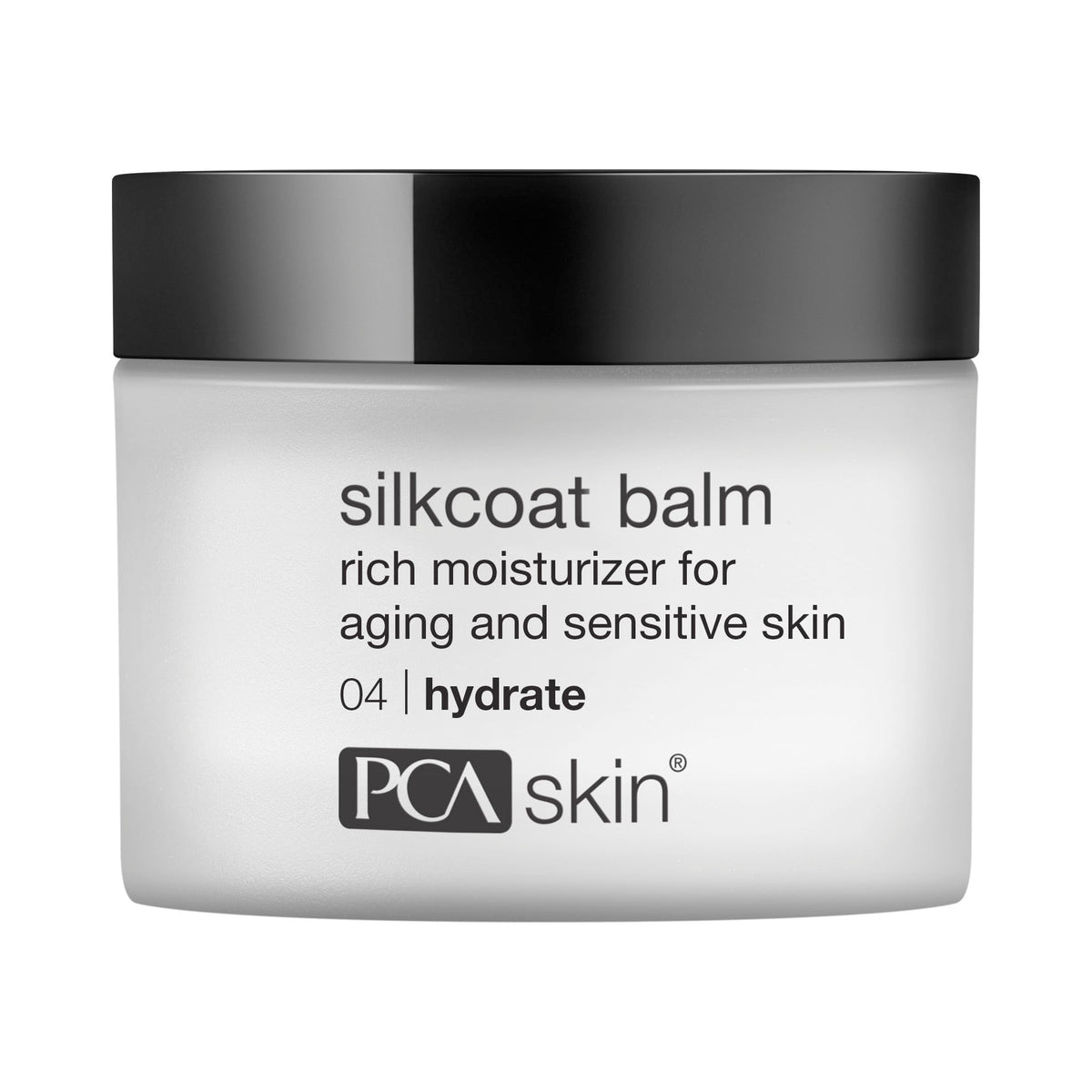 PCA SKIN Silkcoat Face Cream Balm jar close-up shows deep hydration for dry skin.