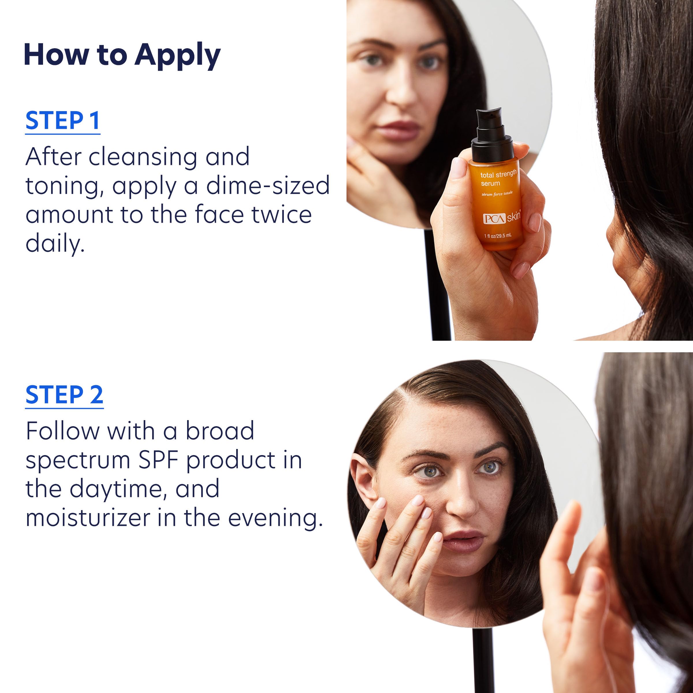 PCA SKIN Total Strength Serum night routine setup with moisturizer for enhanced radiance