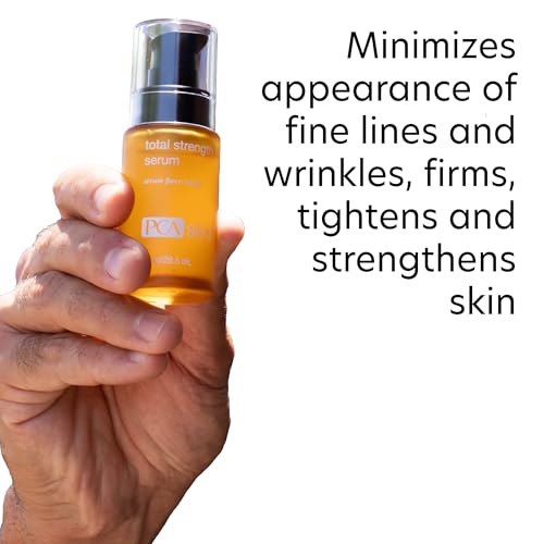 PCA SKIN Total Strength Serum pump closeup showing precise application for targeted results