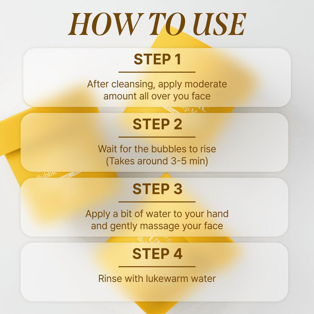 P.CALM Turmeric Bubble Mask at-home spa setup with bubble-ready effect.