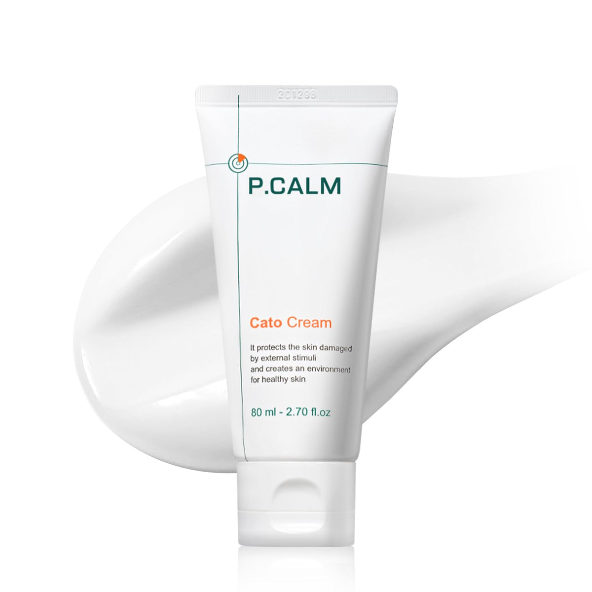 P.CALM Cato Cream bottle closeup demonstrates simple, hydrating daily use