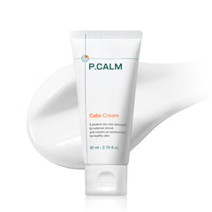 P.CALM Cato Cream bottle closeup demonstrates simple, hydrating daily use
