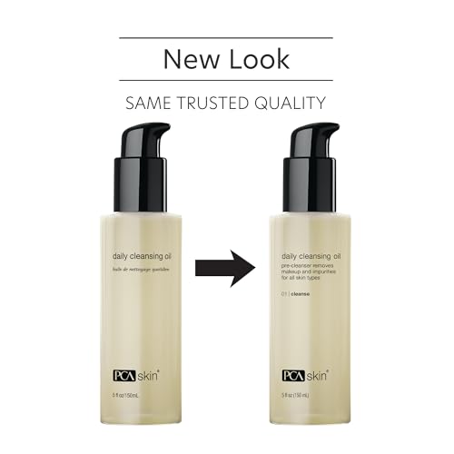 PCA SKIN Daily Cleansing Oil applied to dry skin, showing oil-to-foam cleansing ritual.