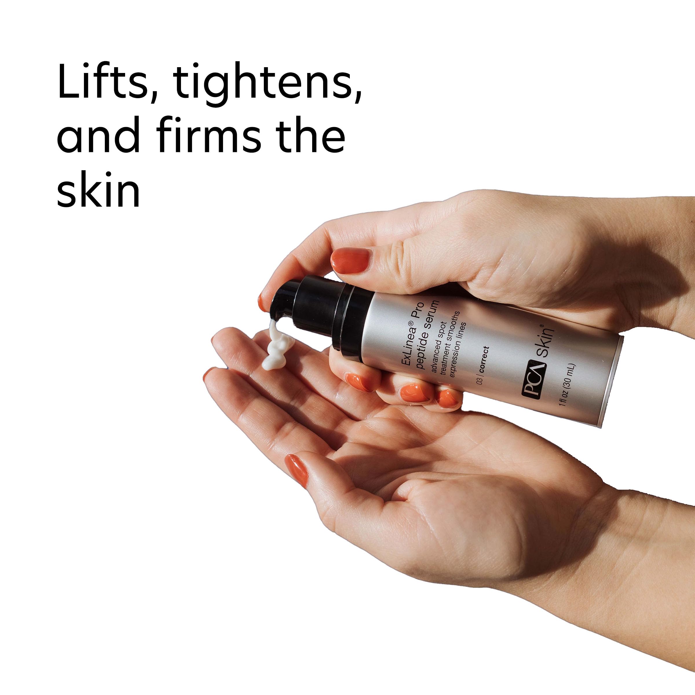 PCA SKIN ExLinea Pro label close-up highlighting peptide complex for lifting.