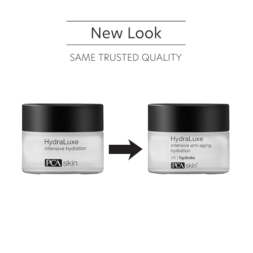 PCA SKIN HydraLuxe cream jar close-up shows creamy texture for daily moisture.