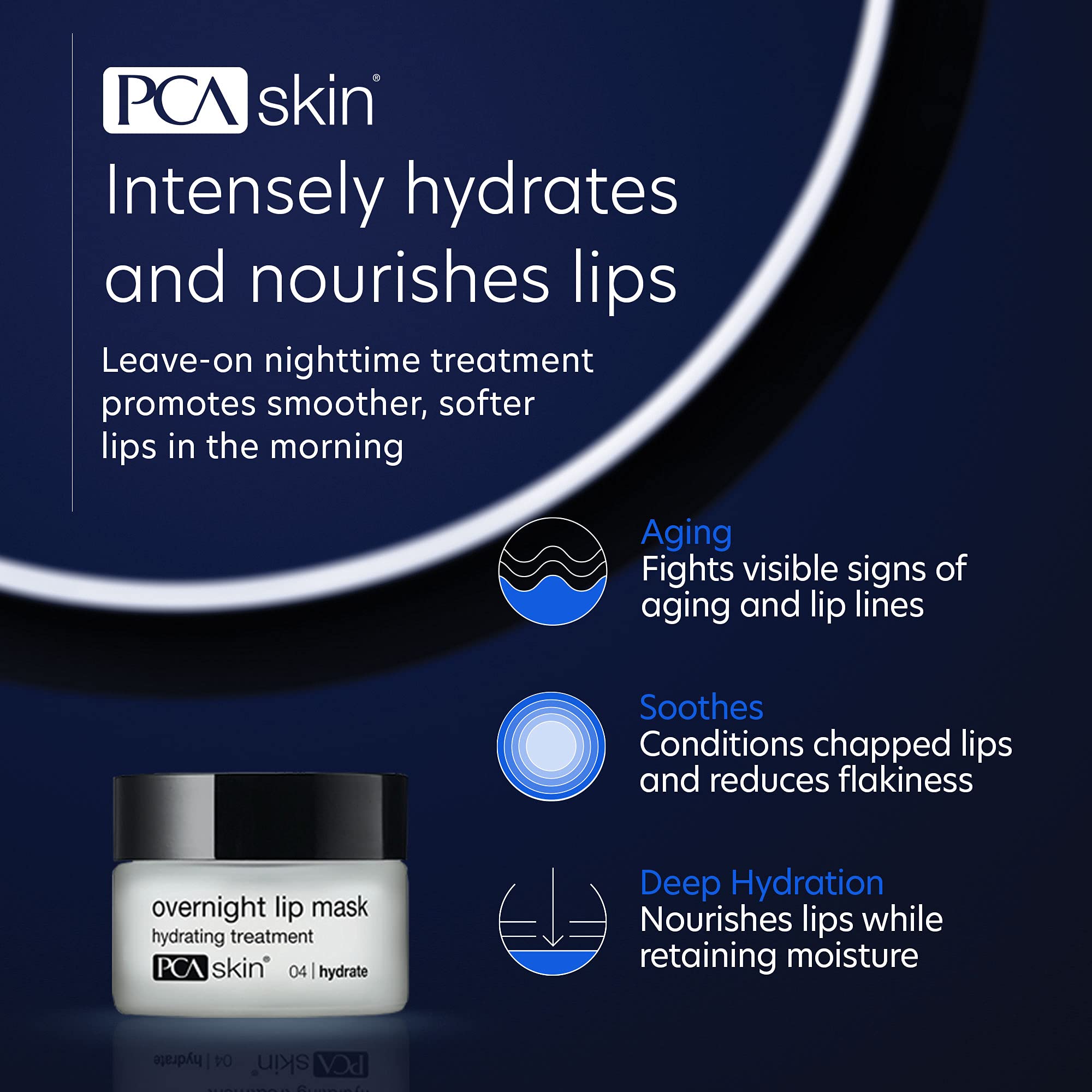 PCA SKIN Overnight Lip Mask application on lips demonstrating nighttime care