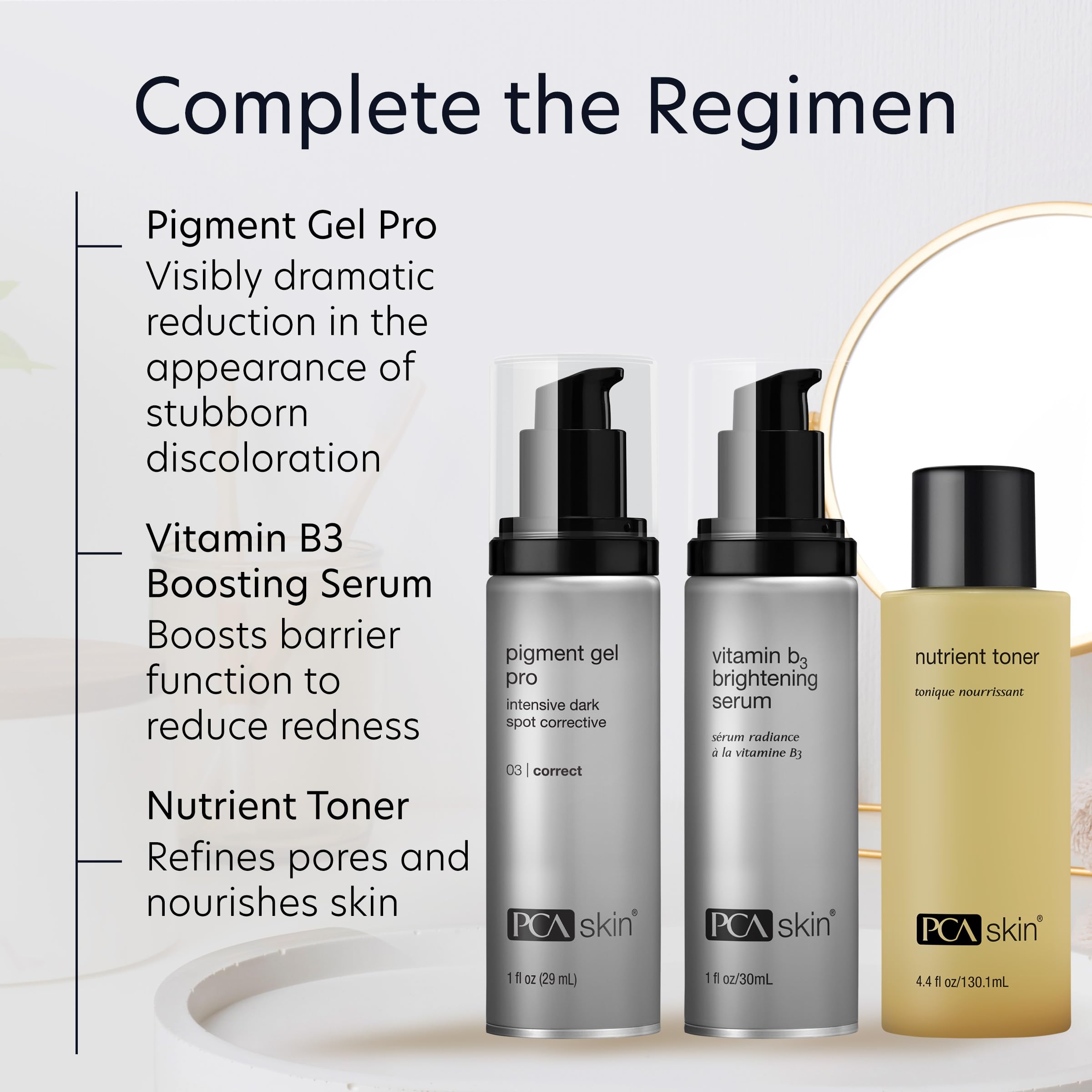 PCA SKIN Pigment Gel Pro antioxidants labeling highlights protective ingredients.