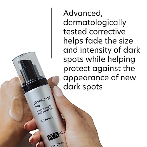 PCA SKIN Pigment Gel Pro spot-treatment application on the cheek targets discoloration.