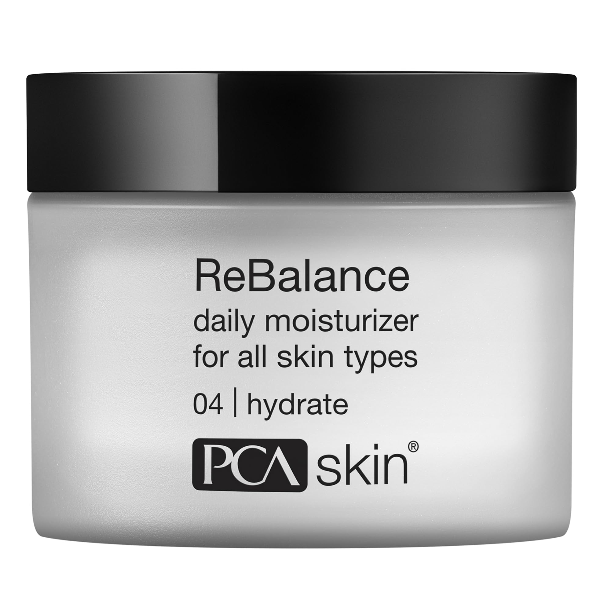 PCA SKIN ReBalance moisturizer jar front showing creamy hydration for sensitive skin.