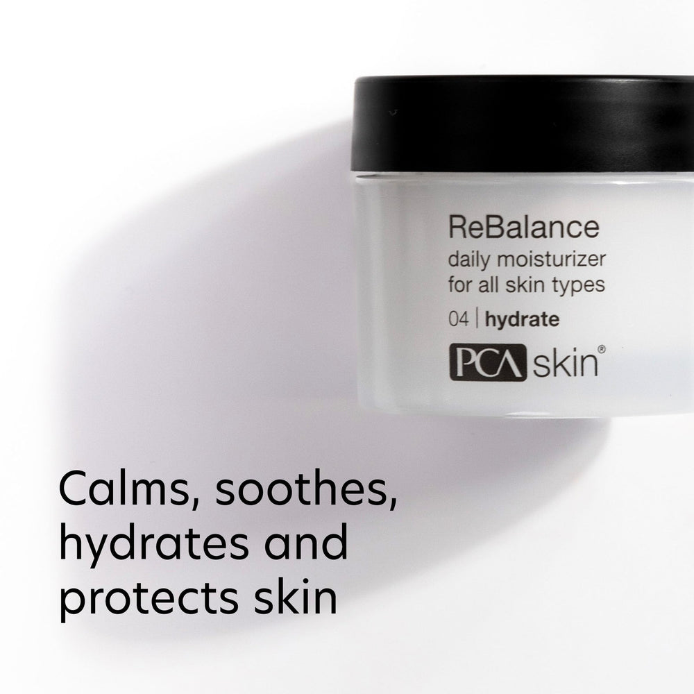 PCA SKIN ReBalance texture swatch demonstrates feather-light absorption for daily use.