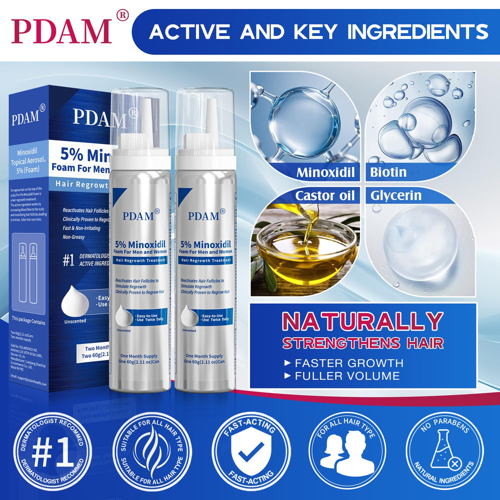 Pdam minoxidil-foam-beard-growth application helps thicker facial hair over time.