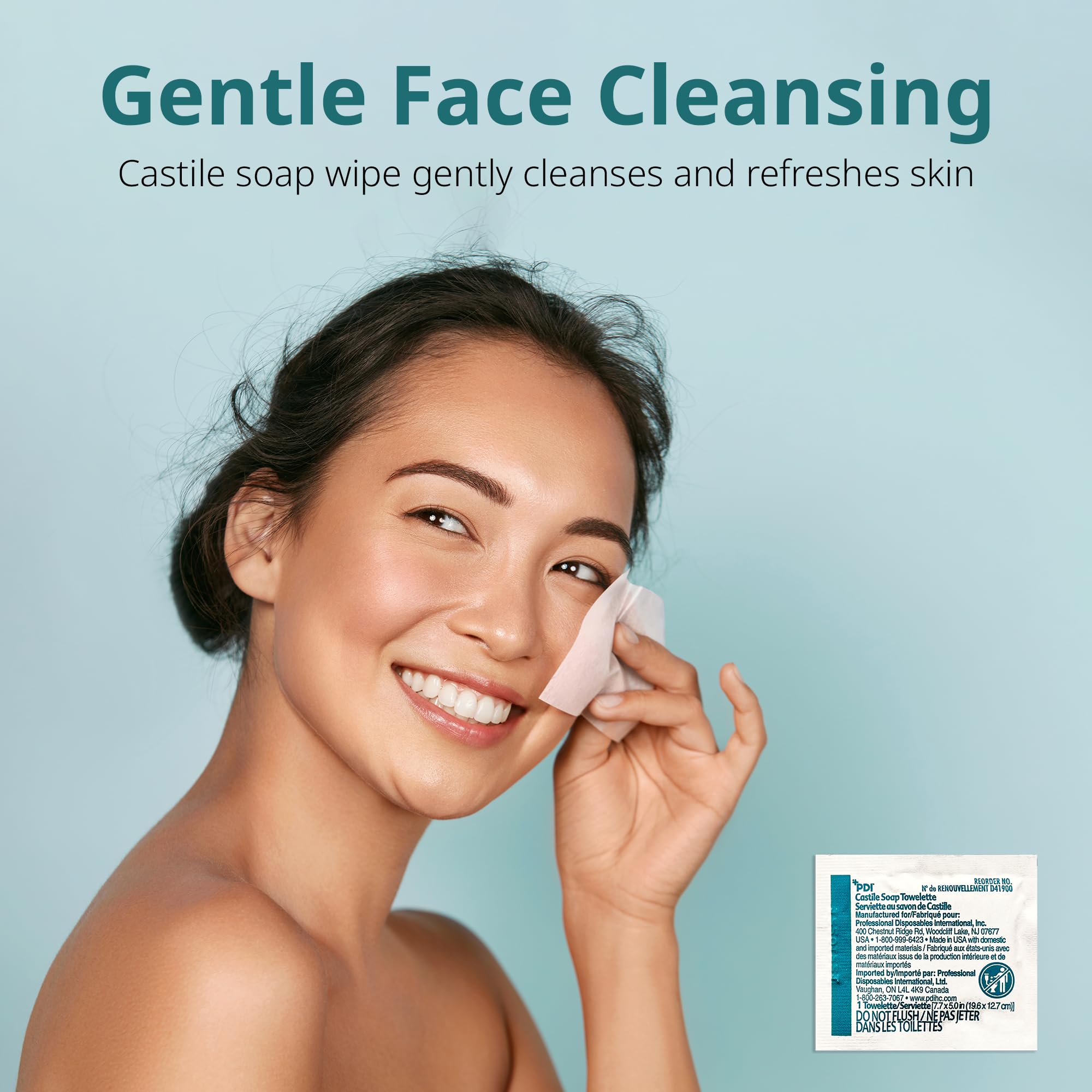 PDI Castile Soap Towelettes facial cleansing after workout.