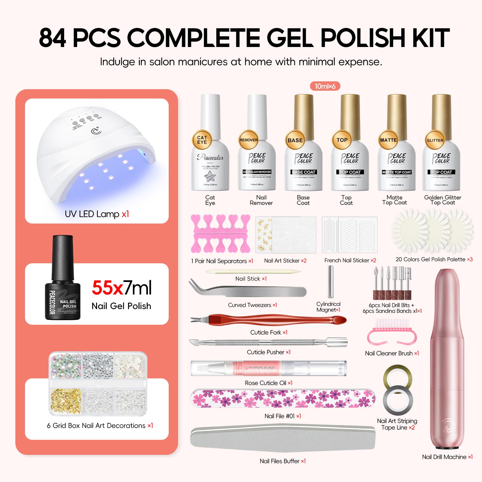 Peacecolor manicure tools kit with essential helpers