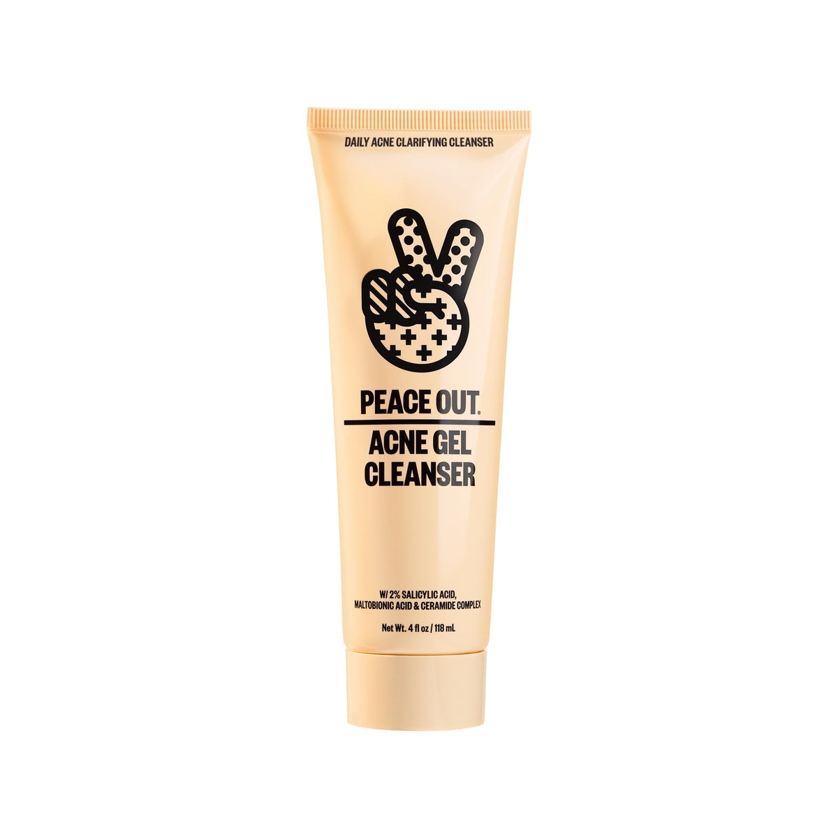 Peace Out Acne Gel Cleanser bottle with pump for gentle exfoliation and clearer skin