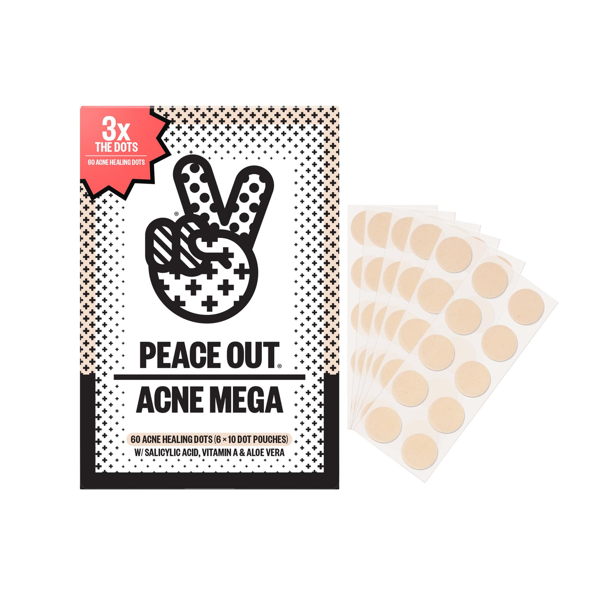 PEACE OUT Acne Healing Dots pack shot for on-the-go acne care