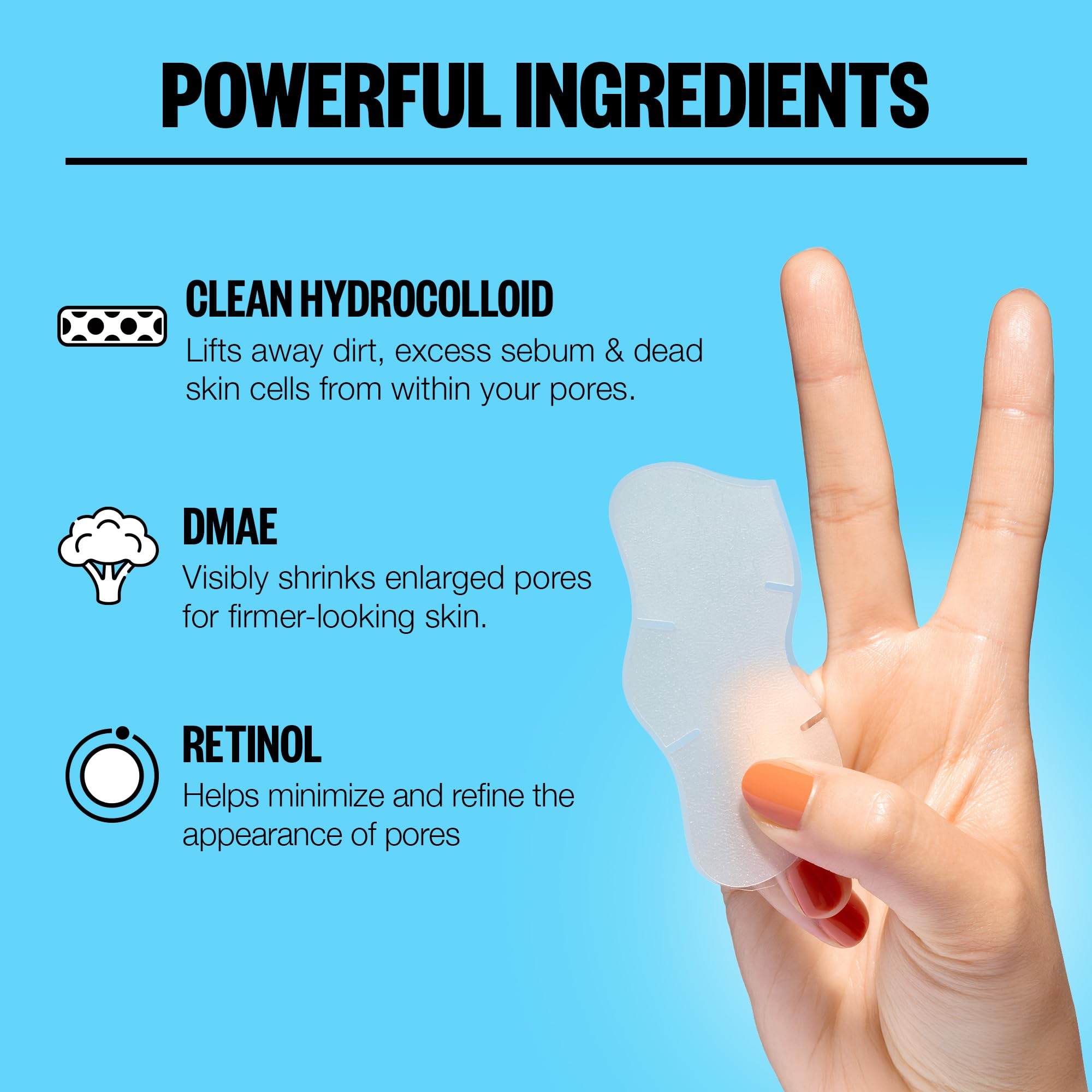 Peace Out Pores hydrocolloid technology close-up highlighting oil absorption and impurity removal.