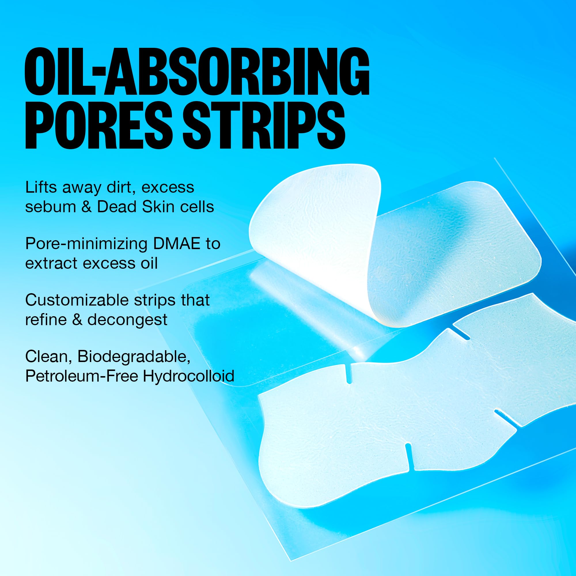 Peace Out Pores pore strip close-up emphasizing dirt removal and dead skin shedding.