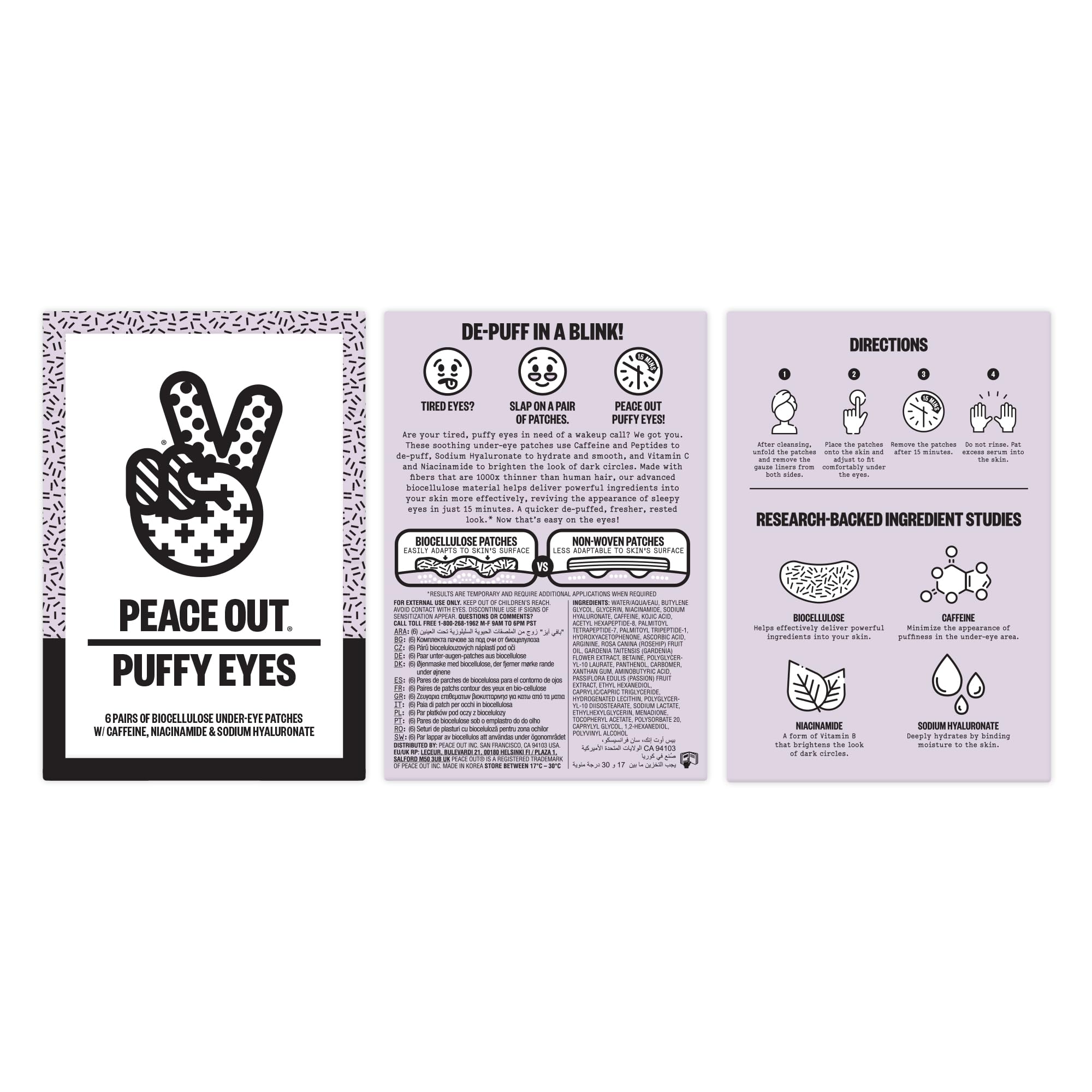 Peace Out Puffy Eyes caffeine focus helps reduce look of puffiness.