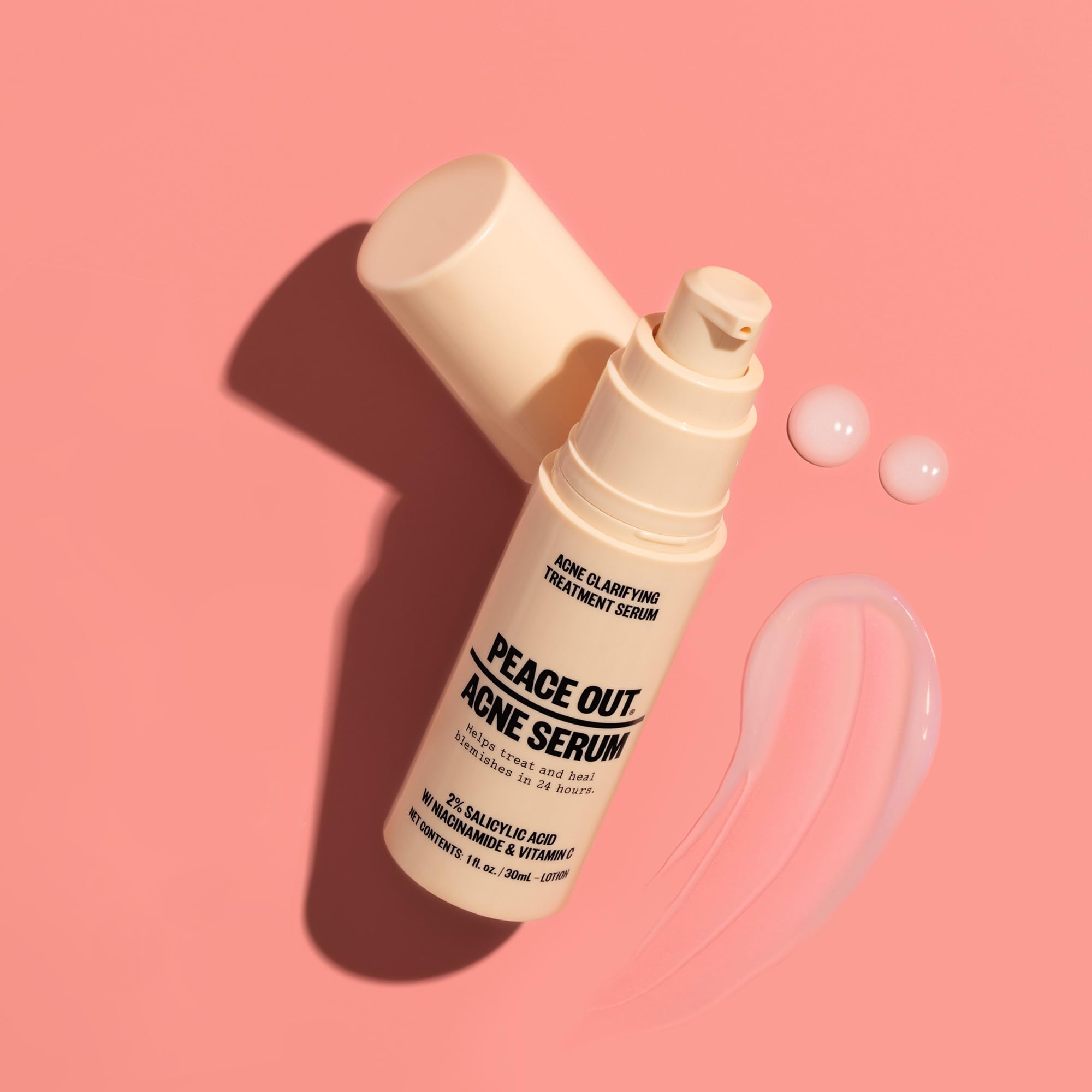 Peace Out Acne Serum texture-swirl on skin signaling hydrates and clarifies