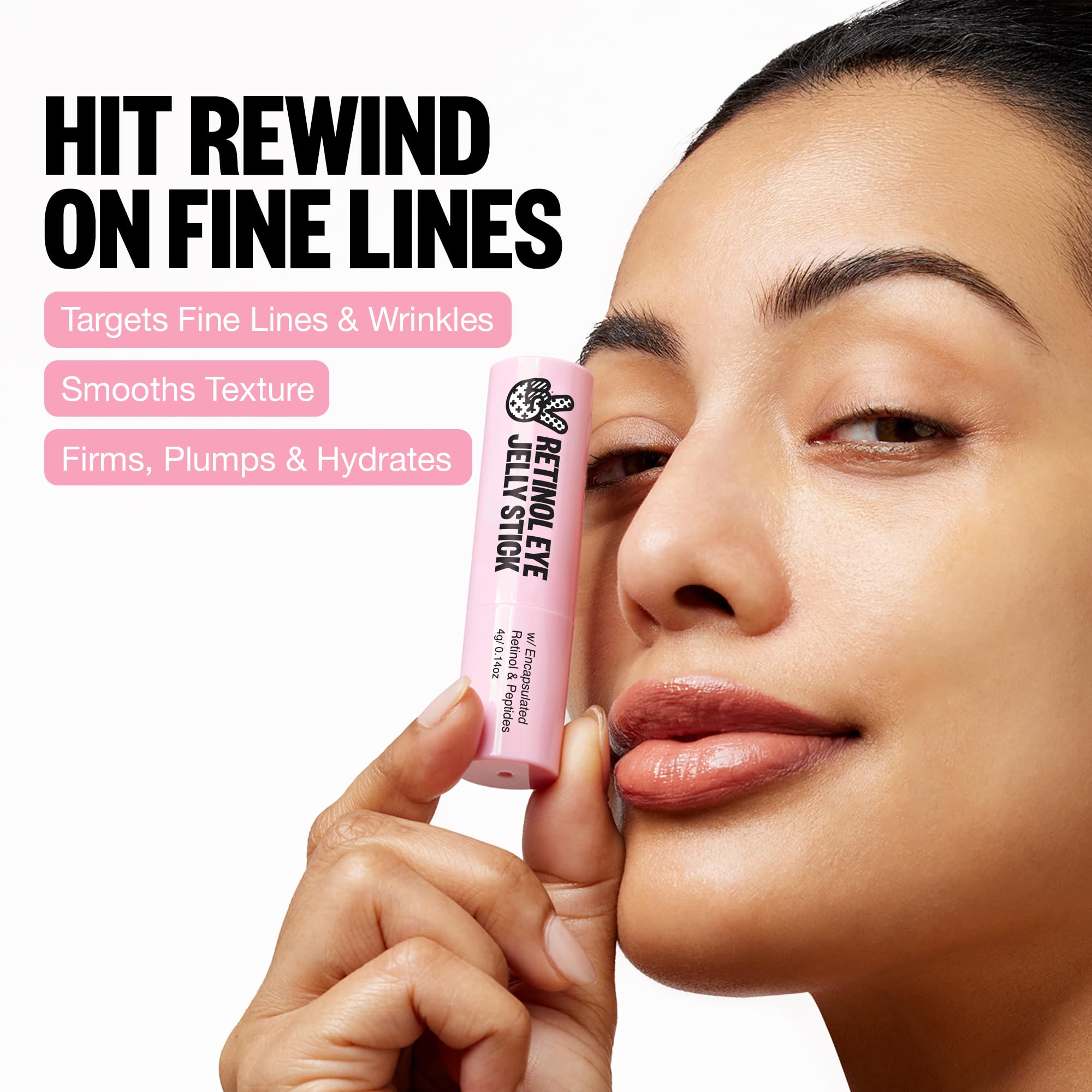 Peace Out Jelly Eye Stick being applied around the eye area for soothing hydration.