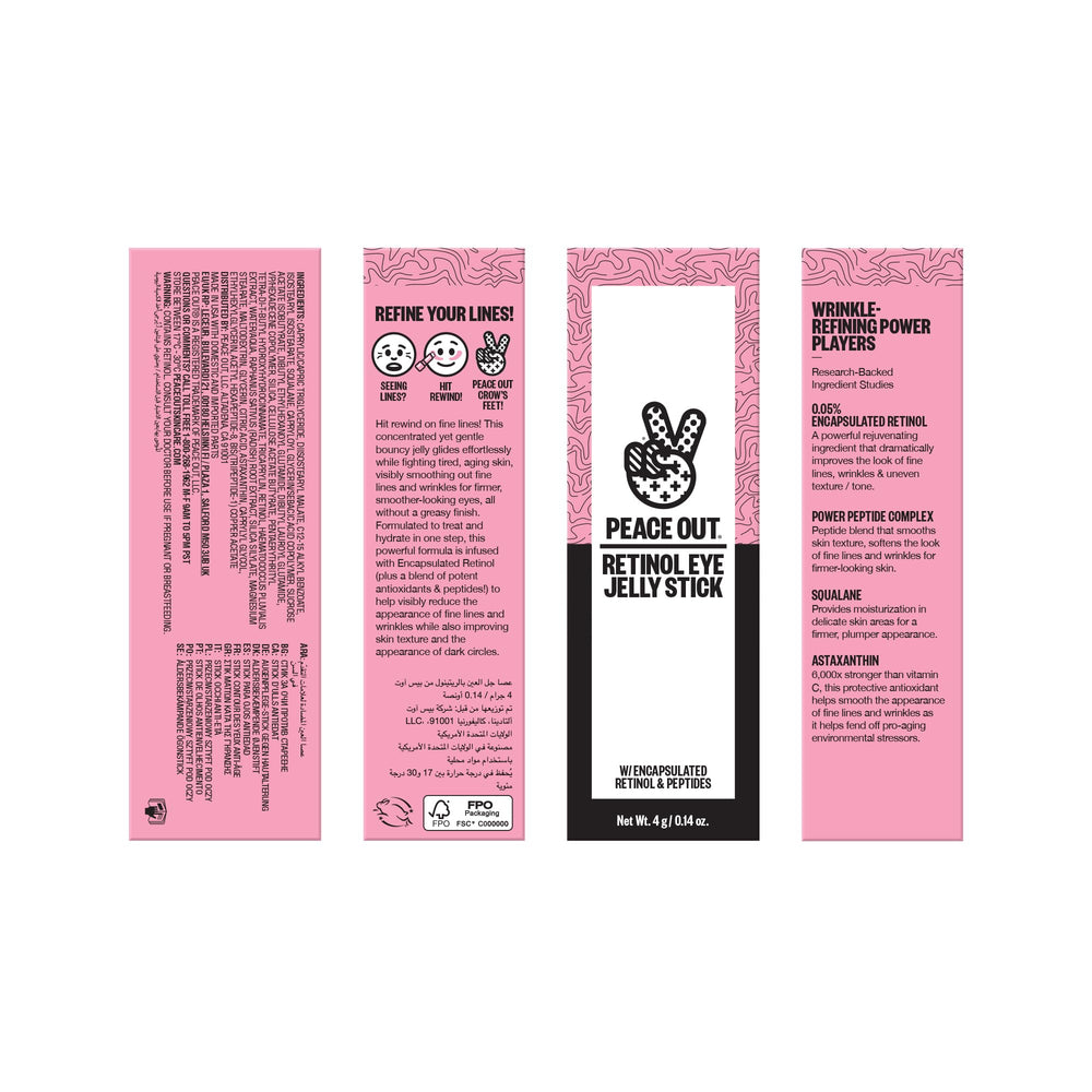 Peace Out Jelly Retinol Eye Stick encapsulated retinol for smoothing fine lines.