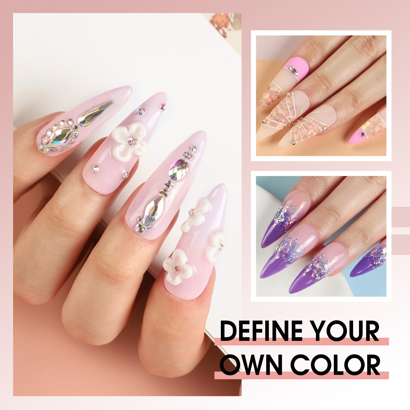 PEACECOLOR acrylic nail kit UV light shows quick cure for durable finishes