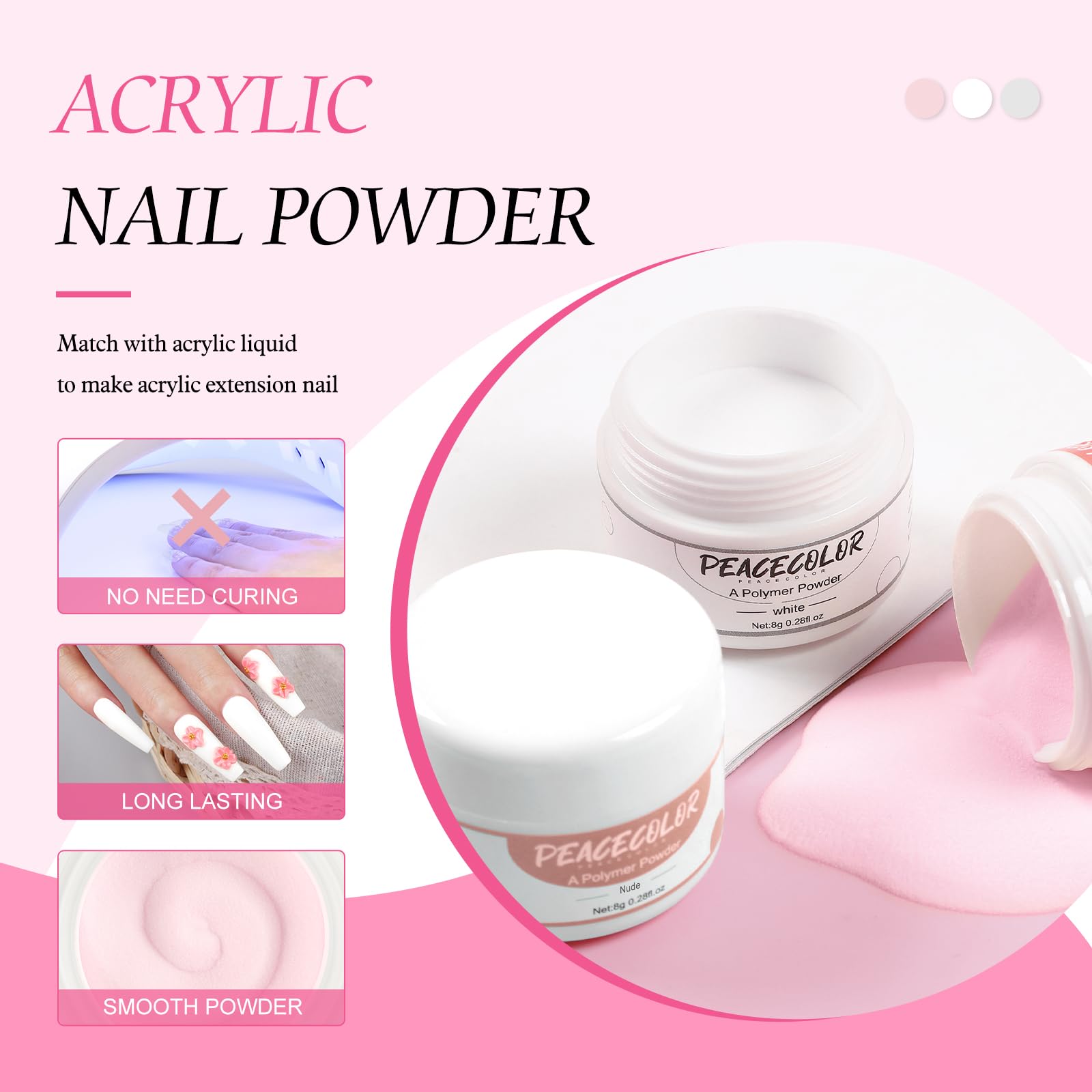 PEACECOLOR acrylic powder collection for extensions and color blends