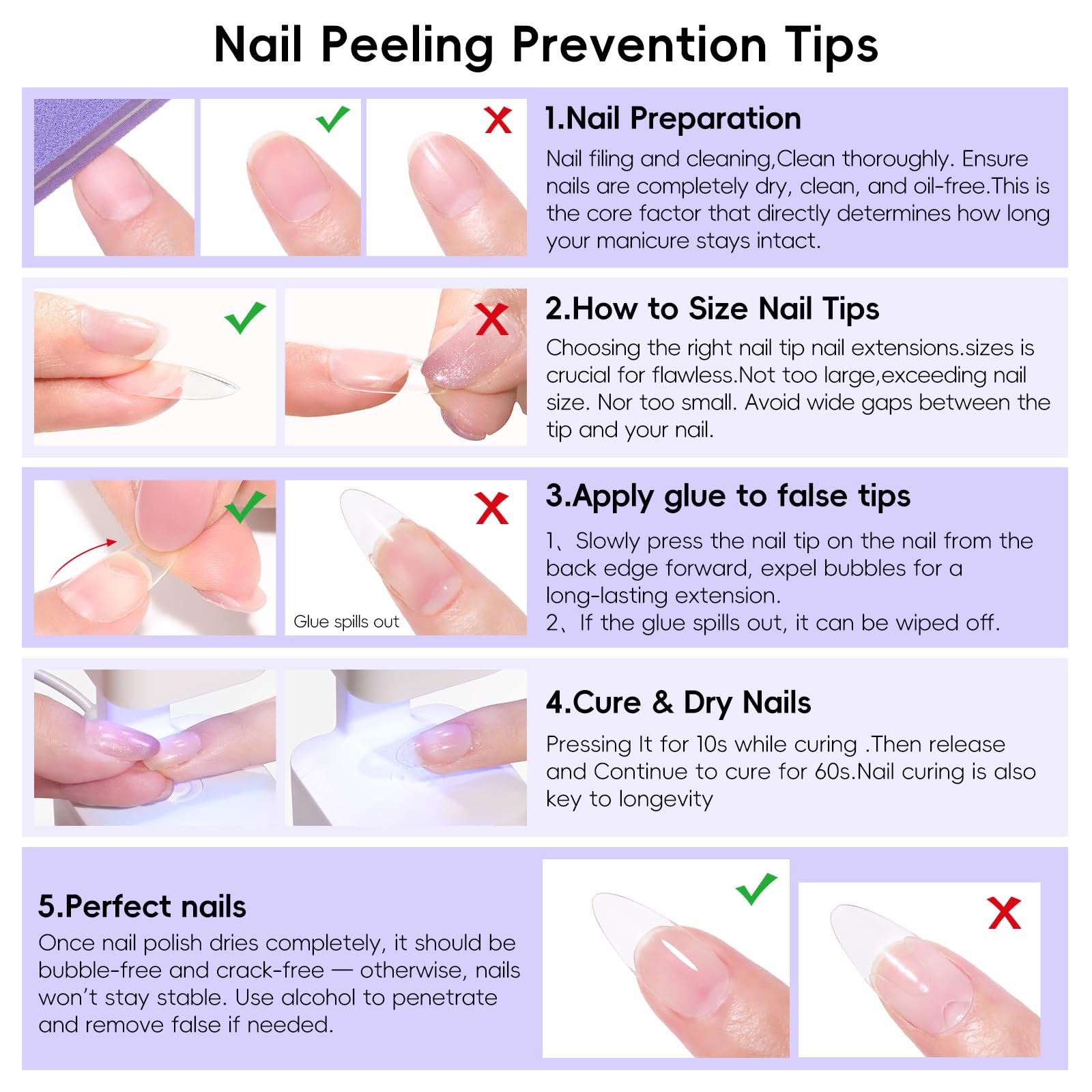 PEACECOLOR almond tips set designed for easy at-home extensions