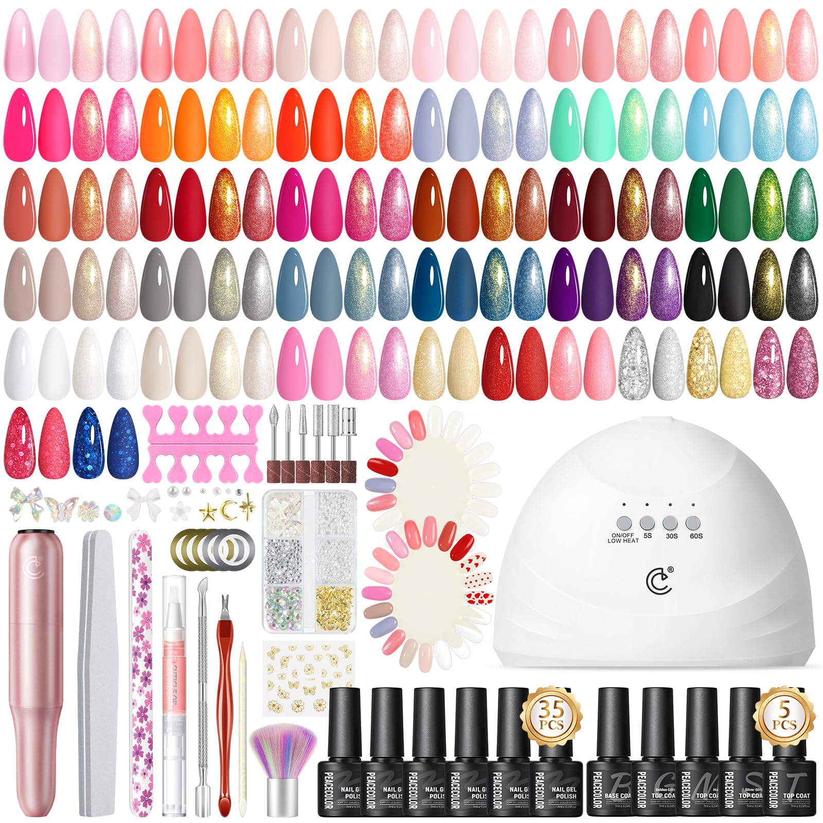 Peacecolor gel nail polish kit with 35 colors for versatile at‑home manicures.