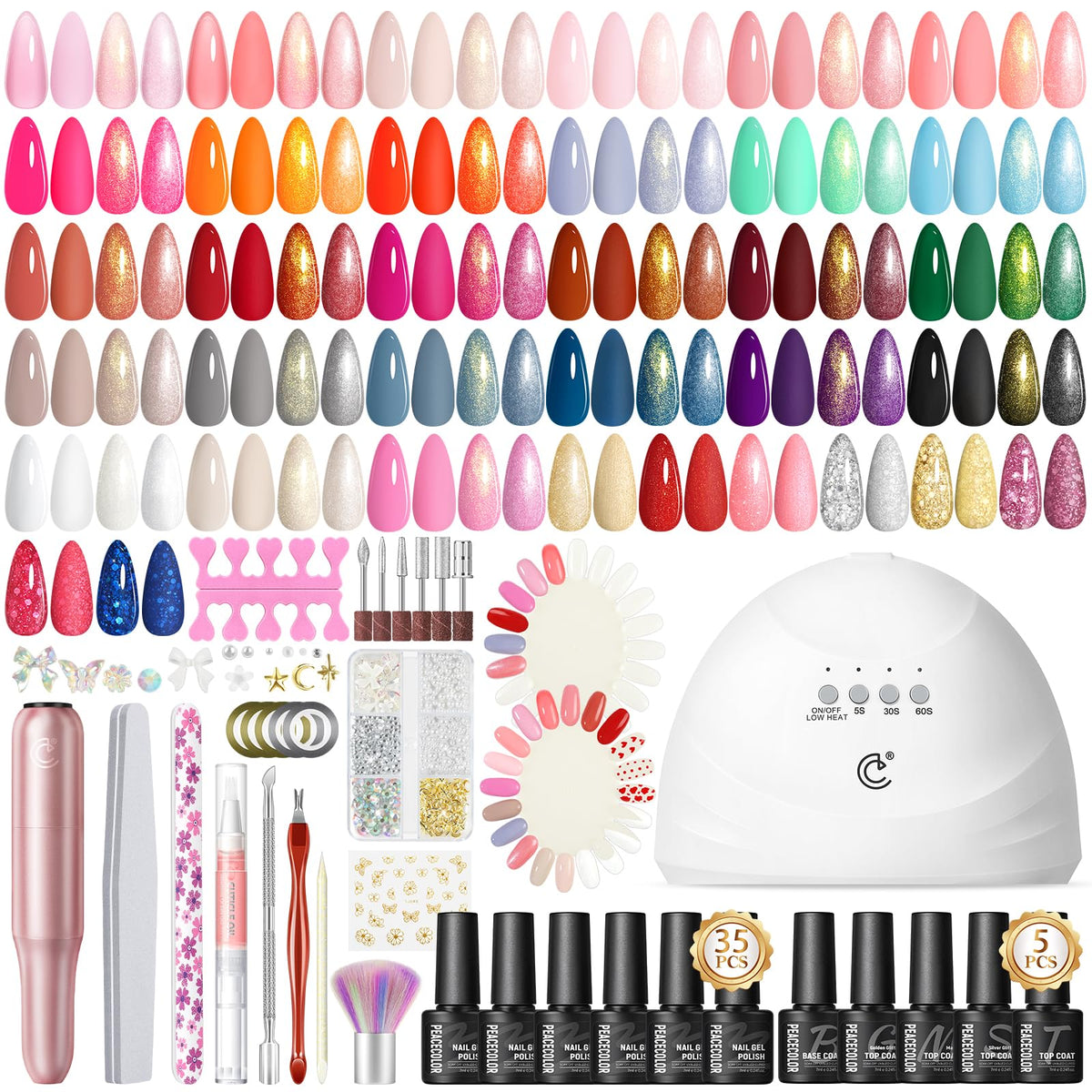 Peacecolor gel nail polish kit with 35 colors for versatile at‑home manicures.