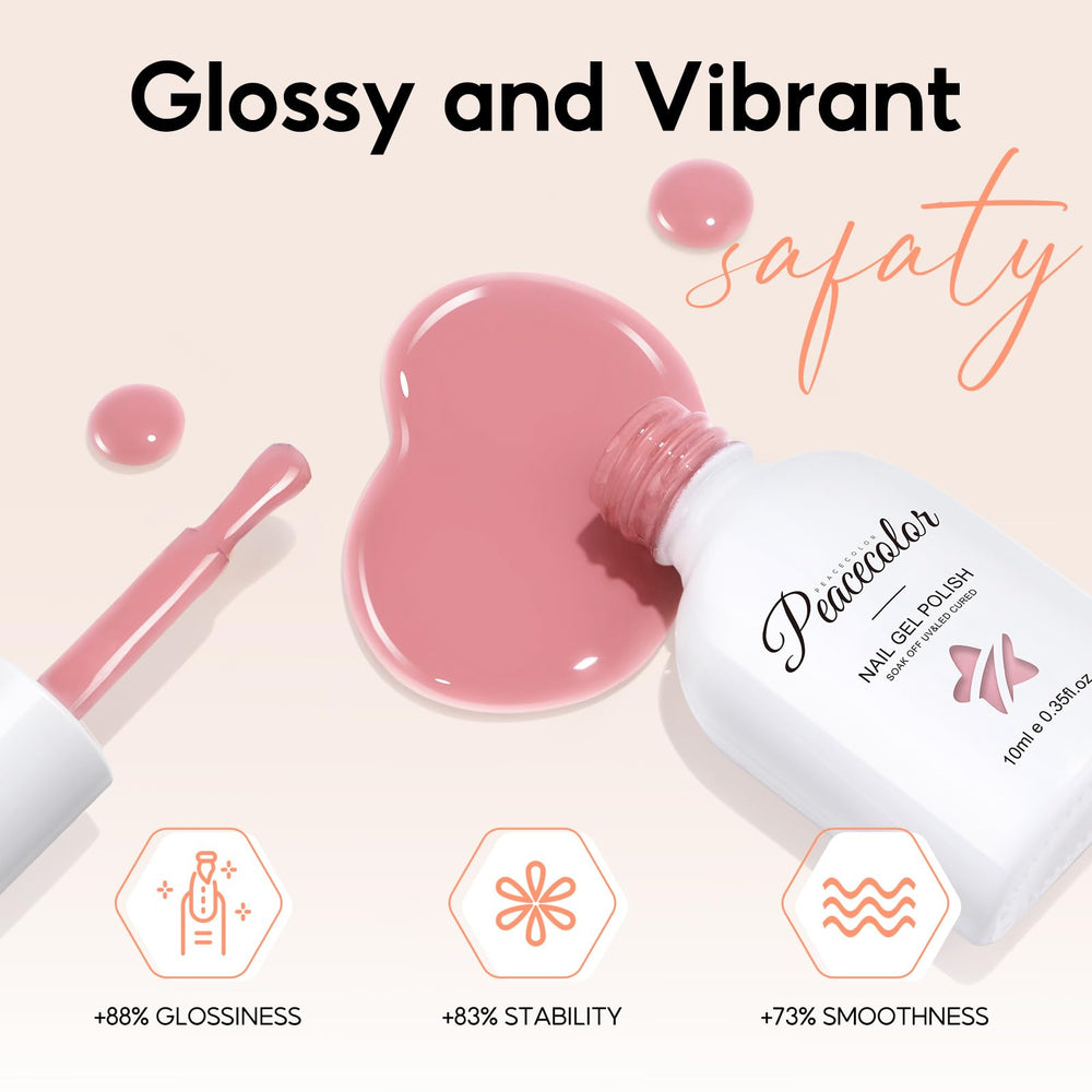 PEACECOLOR glitter nude gel polish bottle with sparkling shimmer for statement nails