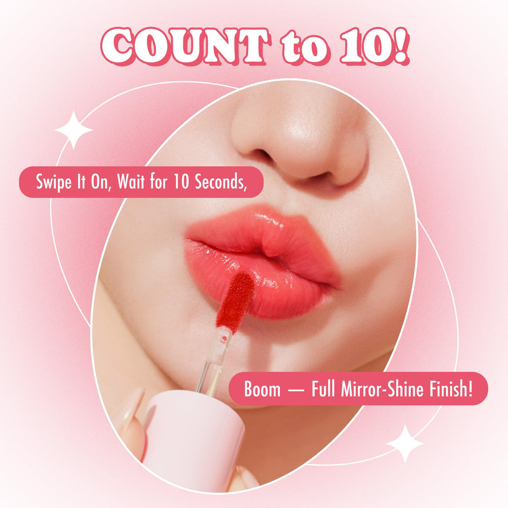 Peach C Jelly Beam Tint Lucky Touch lip gloss adds subtle pop and moisture.