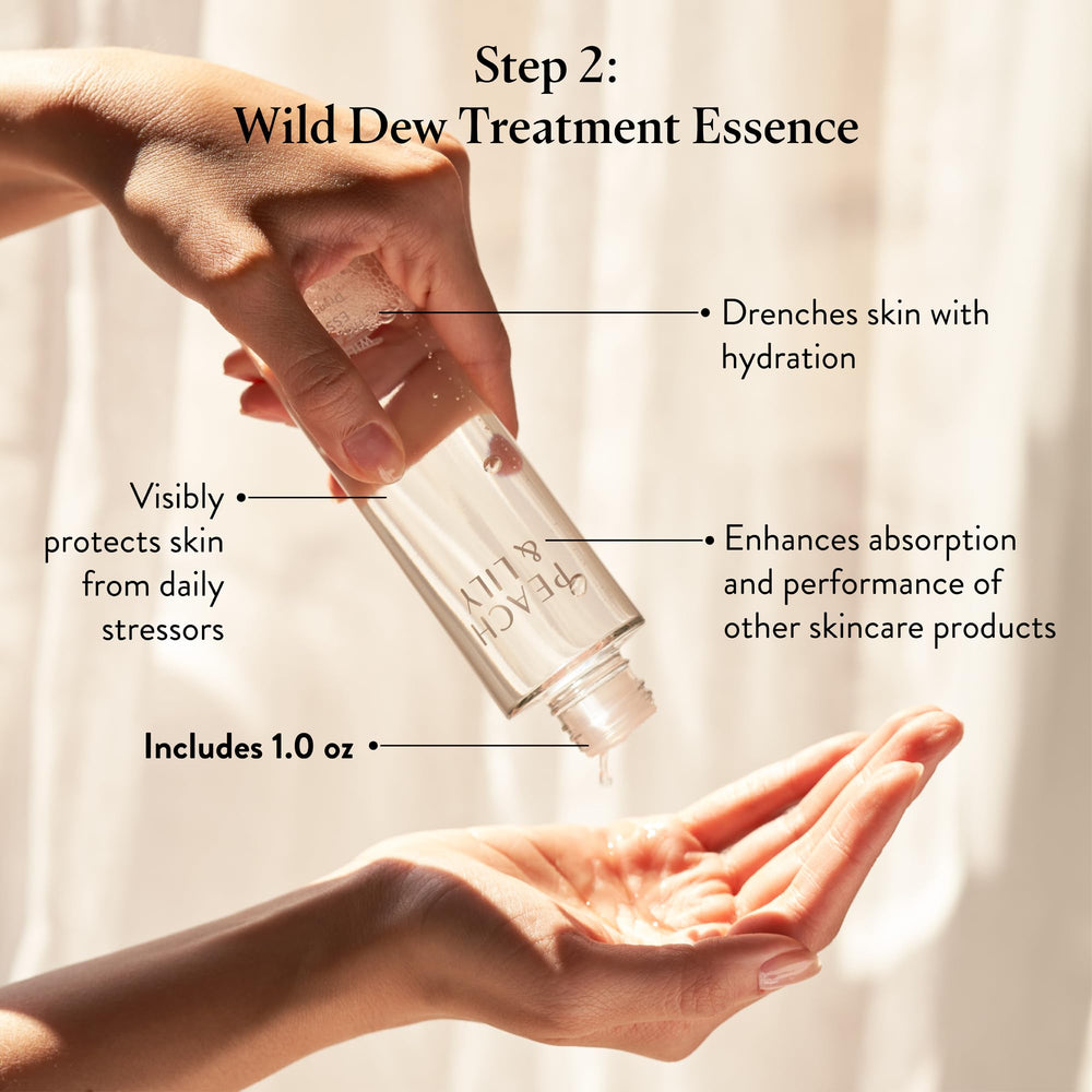 Peach & Lily Glass Skin Refining Serum features a silky texture for a refined finish.
