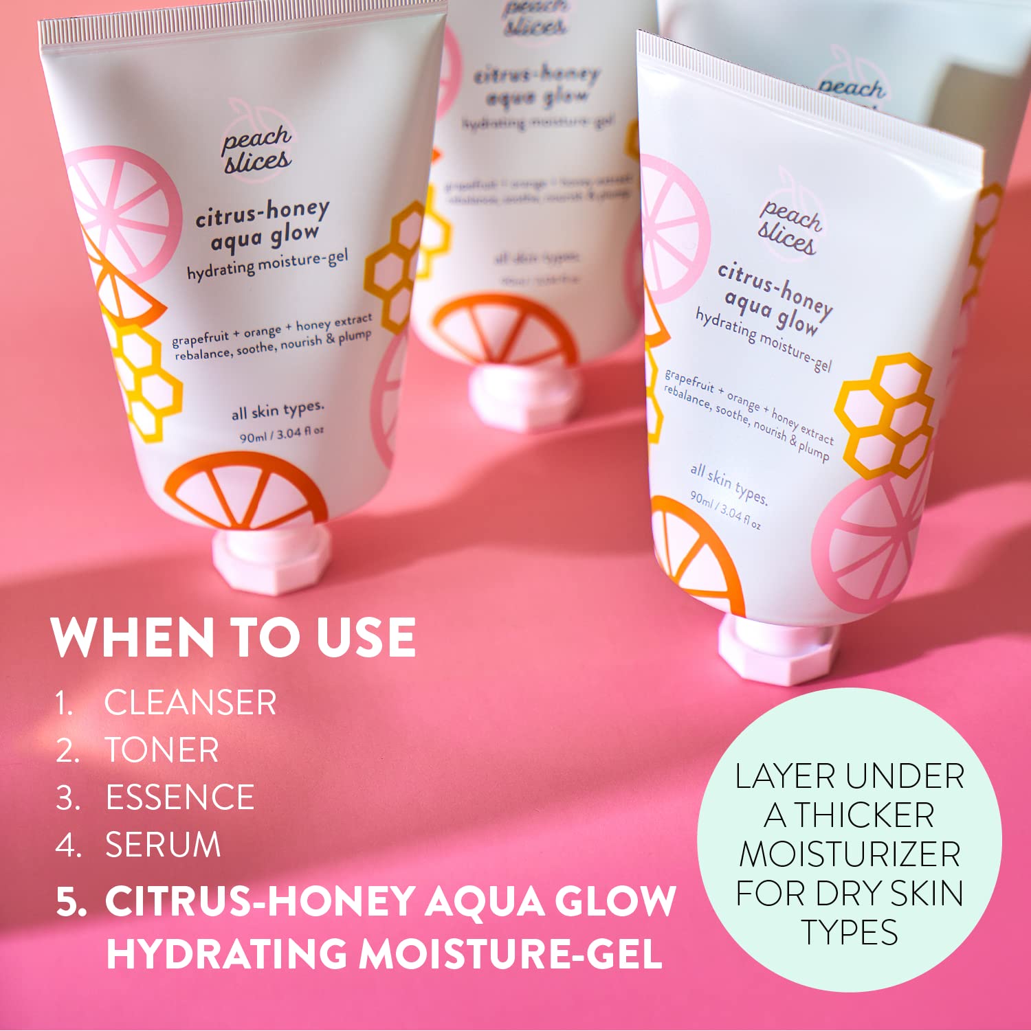 Peach Slices Citrus-Honey Aqua Glow honey extract nurtures soothing moisture
