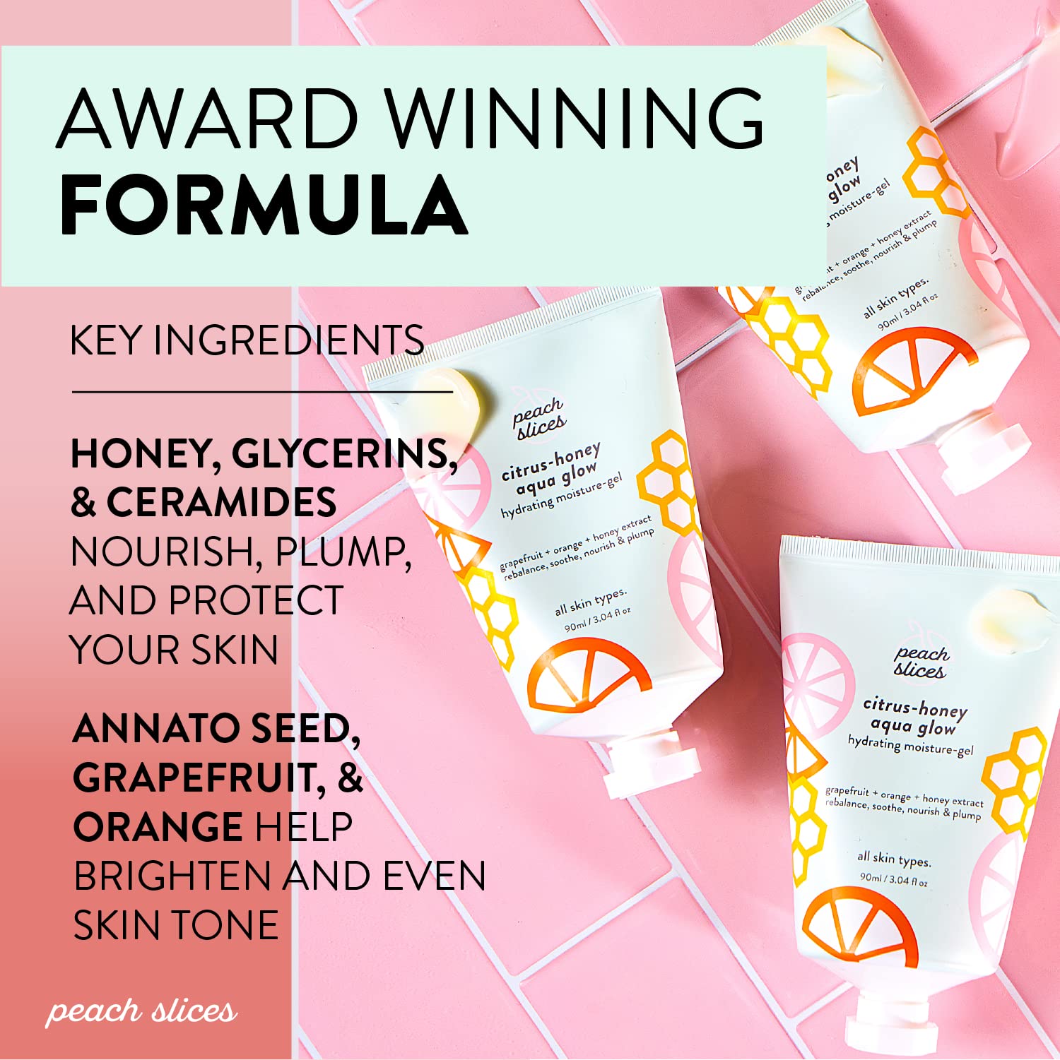 Peach Slices Citrus-Honey Aqua Glow ingredients annatto reveal antioxidant skincare benefits