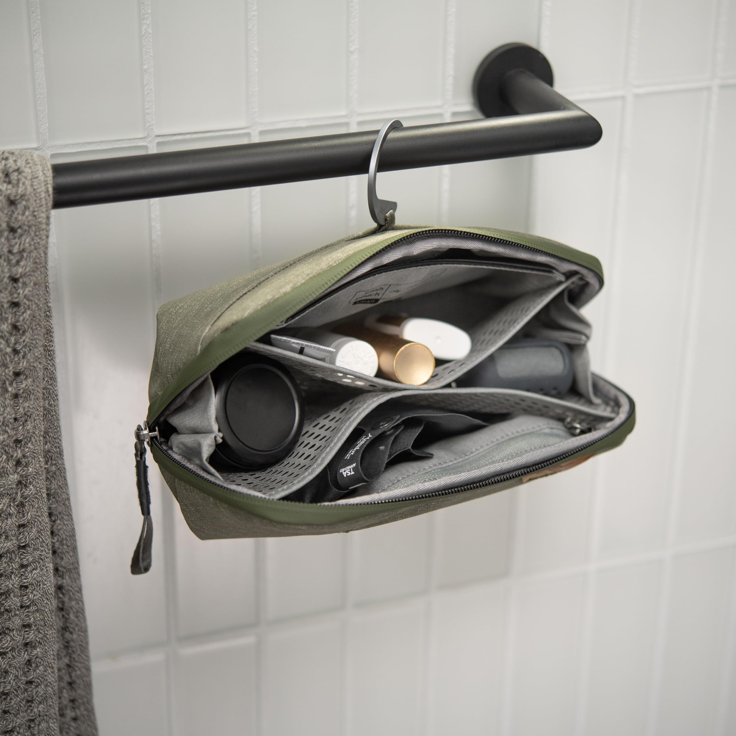 Peak Design Small Wash Pouch abrasion-resistant UltraZip zipper in action