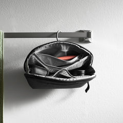 Peak Design Small Wash Pouch standing upright for easy counter access