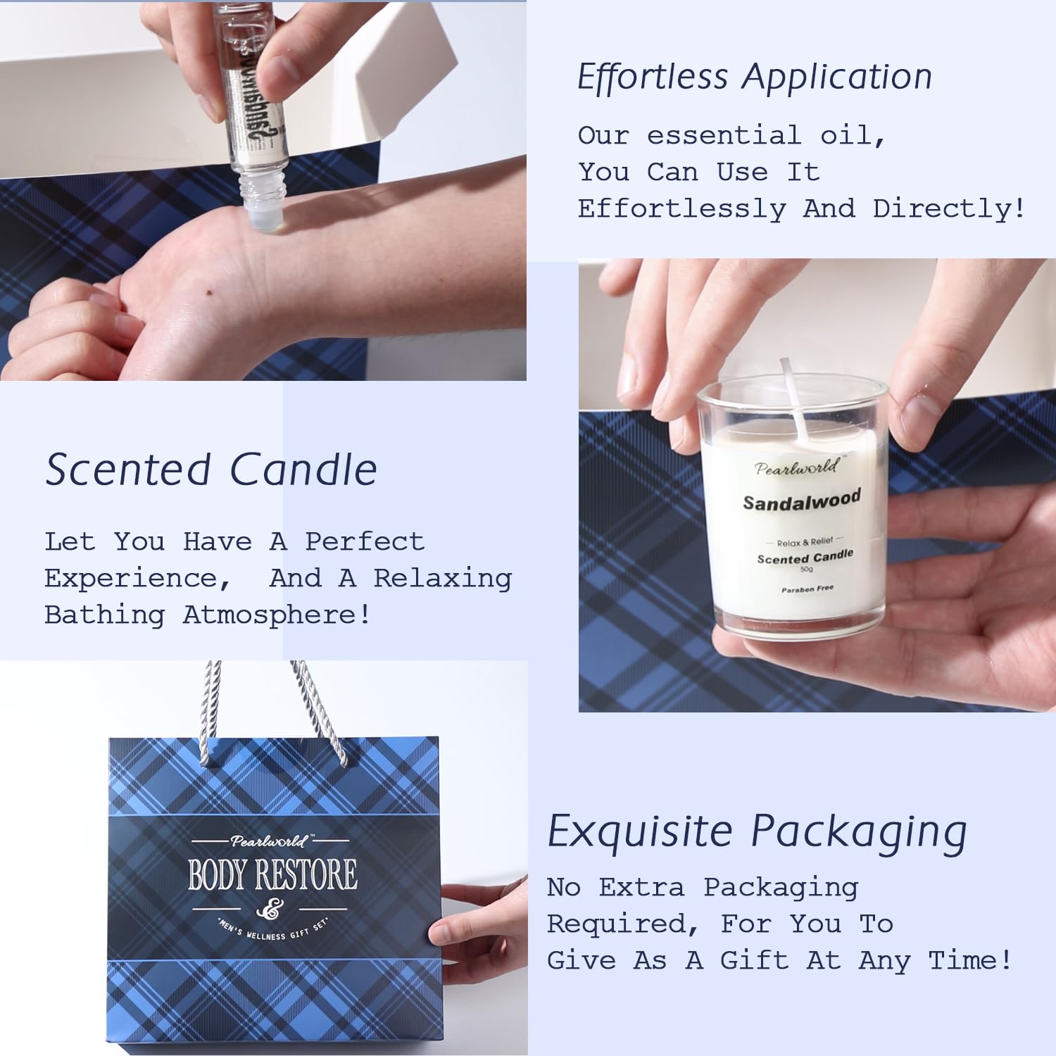 PEARLWORLD man spa kit packaging emphasizes gift-ready presentation.
