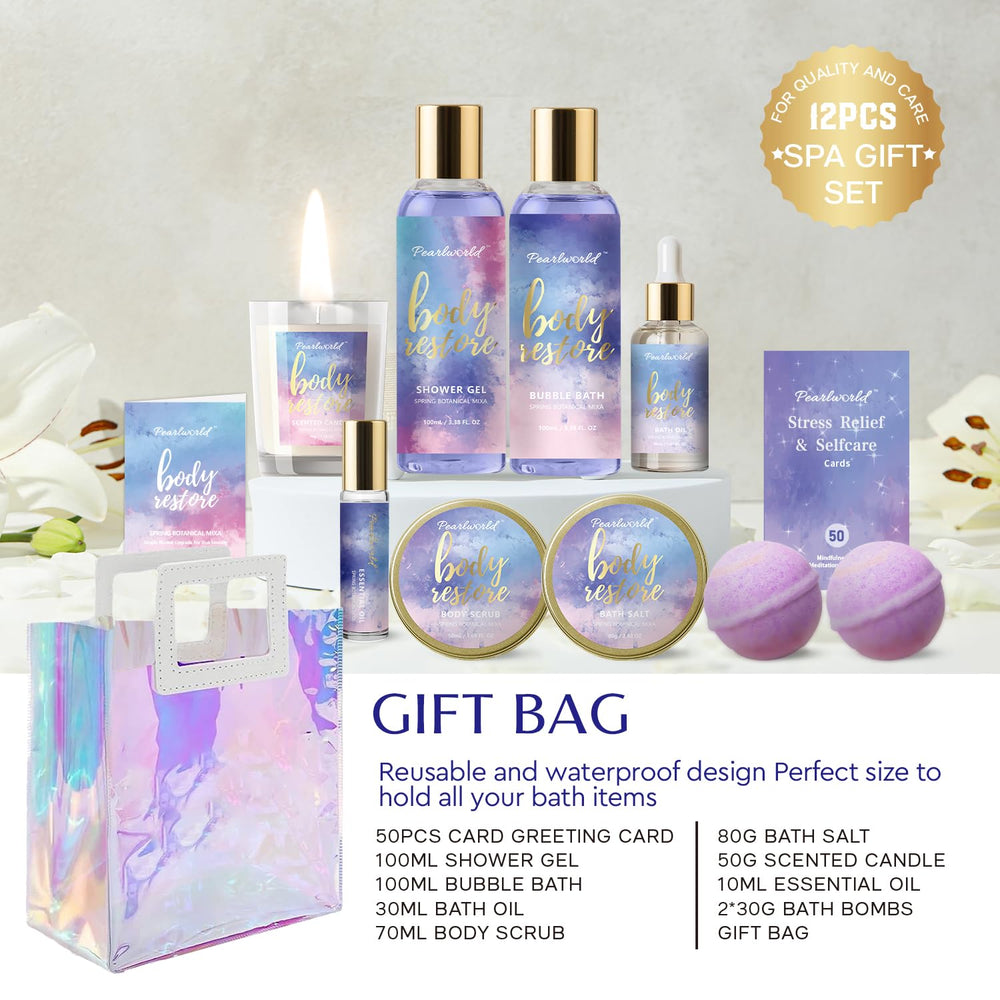 PEARLWORLD spa kit bath bombs fizz to create a relaxing bath experience.